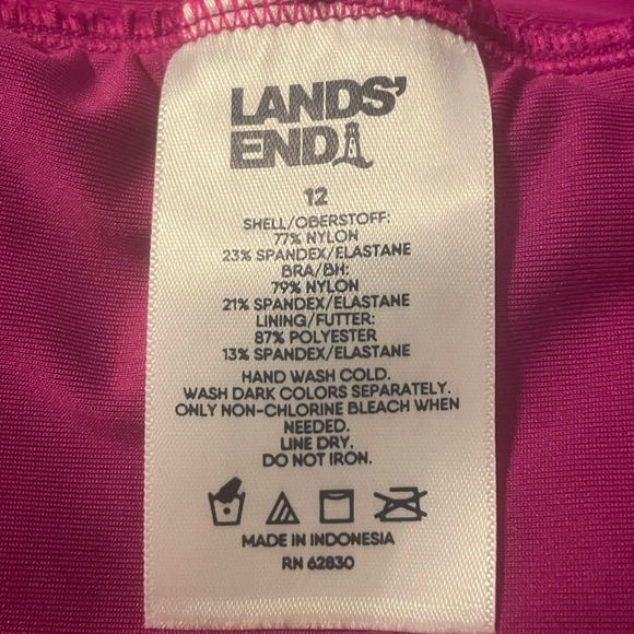 Lands’ End - Tankini Swimsuit Top - Size 12 Magenta - Picture 3 of 3